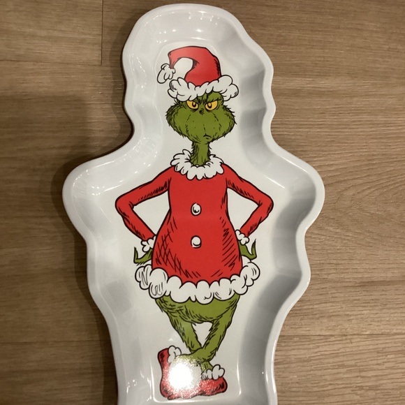 NEW HOW THE GRINCH STOLE CHRISTMAS LARGE OVAL COOKIE PLASTIC PLATE - Picture 2 of 5